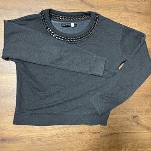 All Saints Charcoal Chain Metal Sweatshirt, size 6